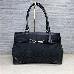 Coach Hamilton Black Signature Canvas Satchel